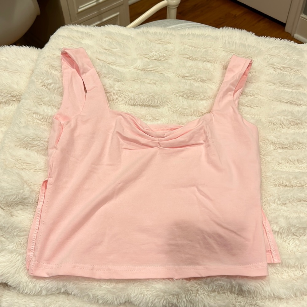 Cute Baby Pink Tank With Slits